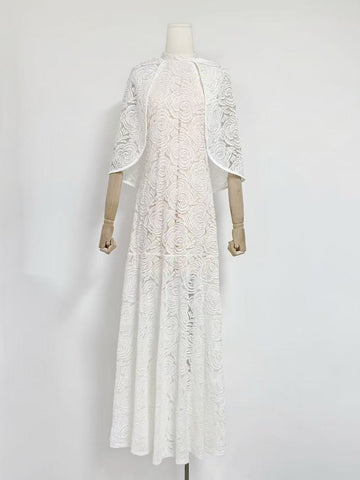 Temperament Fashion Elegant Style Dress 2024 Autumn And Winter New Light Luxury Embroidery Perspective Shawl Dress Woman